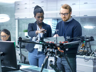 Drone team working on inspection features