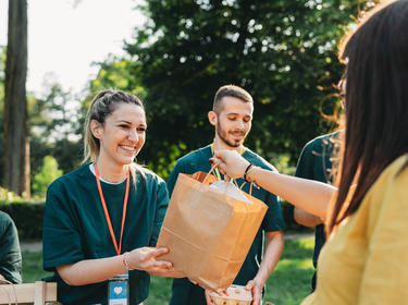 Team members helping in the community