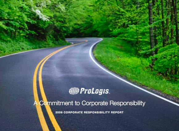 A winding road in a lush green treed area with the Prologis logo and report title overlayed