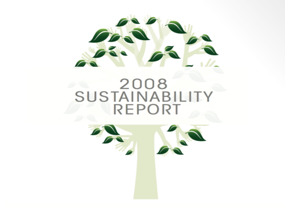 Am illustrated tree with "2008 Sustainability report" written on top